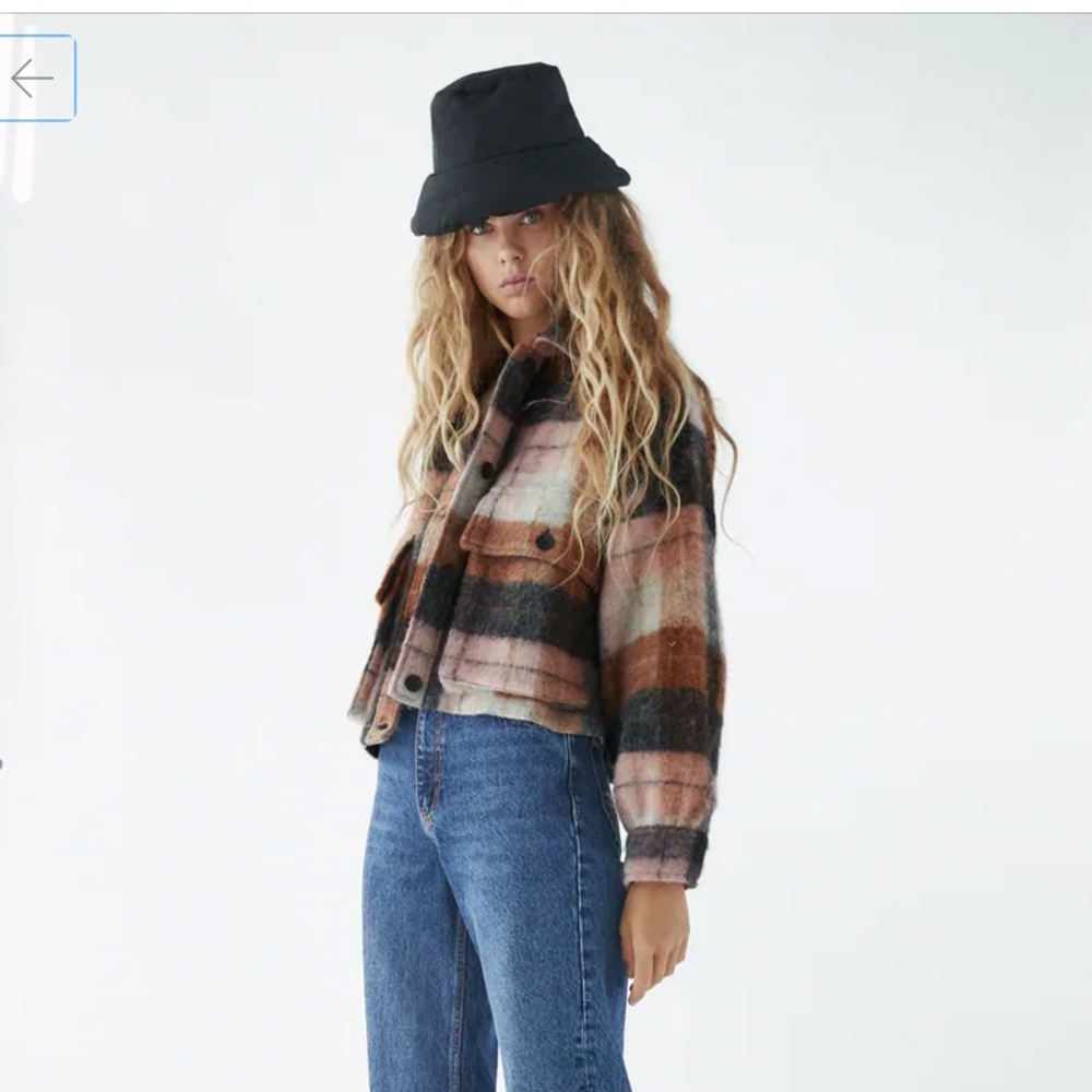 NWT Cropped Plaid Overshirt